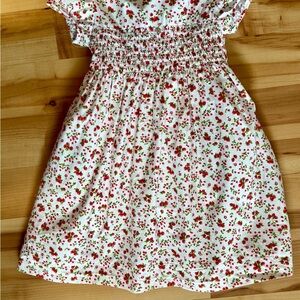 Charming Floral Kids Dress in White and Red